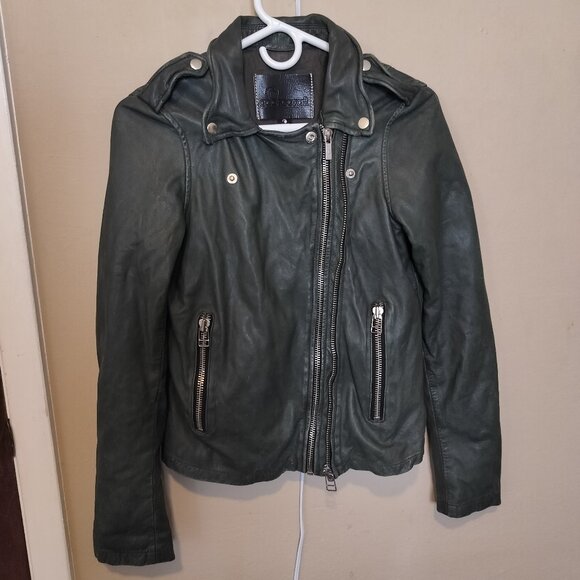Forest Green Goosecraft Sheep Leather Jacket, Size S - Picture 1 of 9